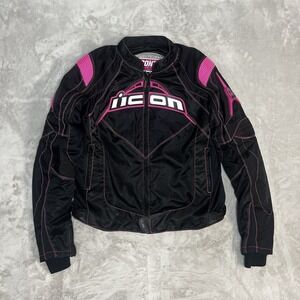 Icon Contra Performance Series Women 2XL Black Pink Mesh Motorcycle Jacket